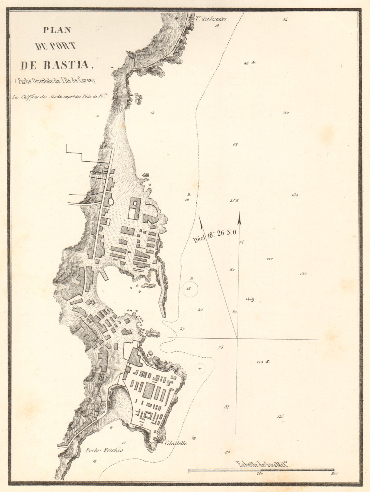 Plan du port de Bastia. Corse Corsica. GAUTTIER 1851 old antique map chart